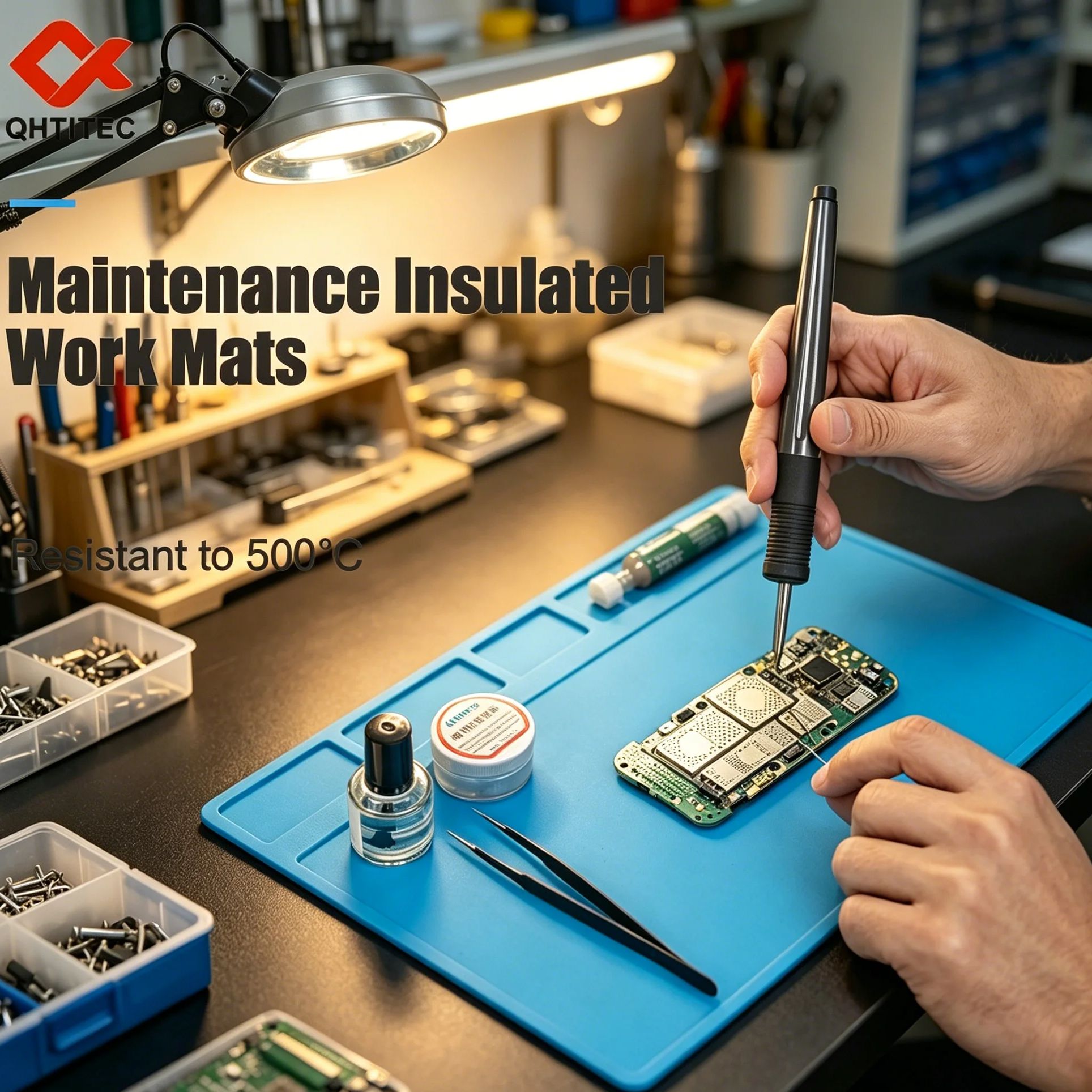 블루 실리콘 납땜 매트 내열성 500 ° C, 휴대폰  - Electronics Repair Workstation 리뷰 및 가격