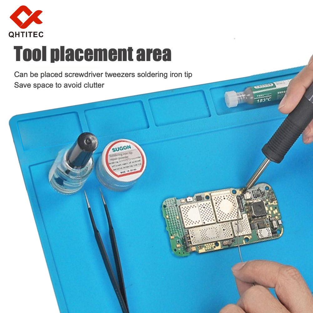 블루 실리콘 납땜 매트 내열성 500 ° C, 휴대폰  - Electronics Repair Workstation 리뷰 및 가격